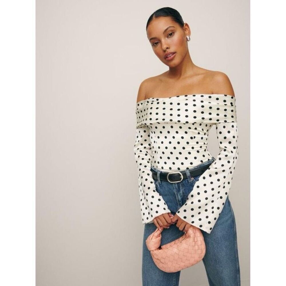 Reformation Niri Silk Long Sleeve Top size 6